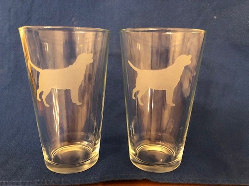 Two beer glasses etched - beer,