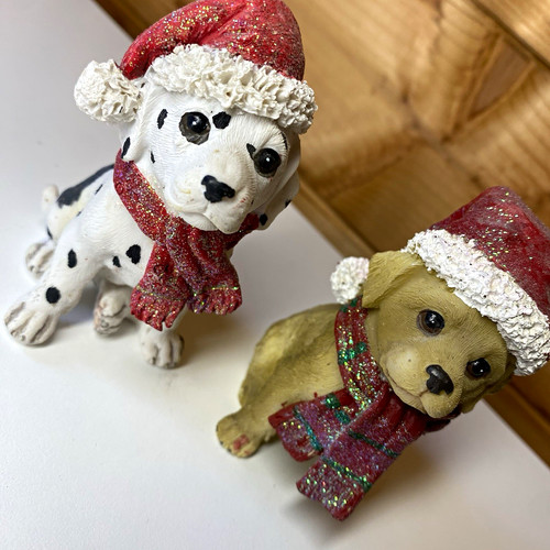 Pair vintage christmas puppy - pair,