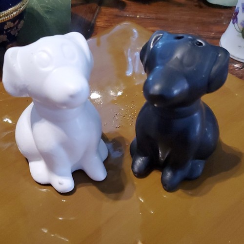 Ceramic canine black white lab - canine,